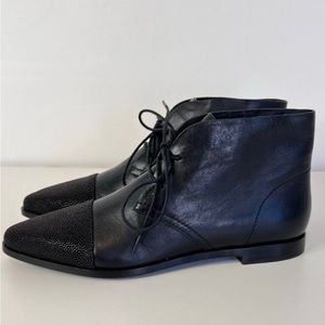 Alexander Wang Black Leather Chukka Boots with Textured Pointed Toe 7-7.5